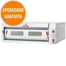 Forno Pizzeria 6 Pizze a 1 Camera Elettrico, Piano in Refrattario con Frontale Inox